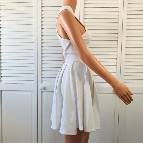 AQUA White Sleeveless Ribbed Sweater Dress Size S