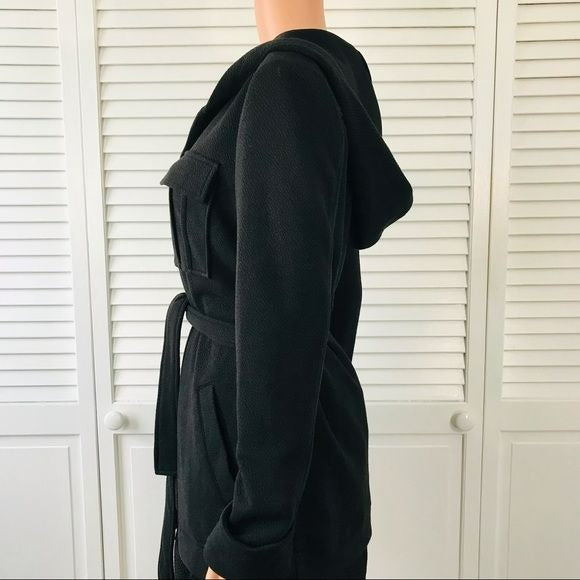 *NEW* BOBI BLACK Black Open Front Hooded Jacket Size S