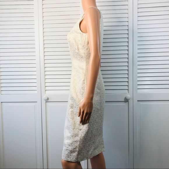 TAHARI LUXE Gold White Sleeveless Cocktail Dress Size 4