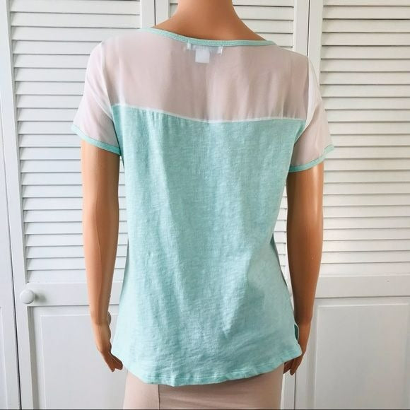 LIZ CLAIBORNE Aqua Short Sleeve Shirt Size M