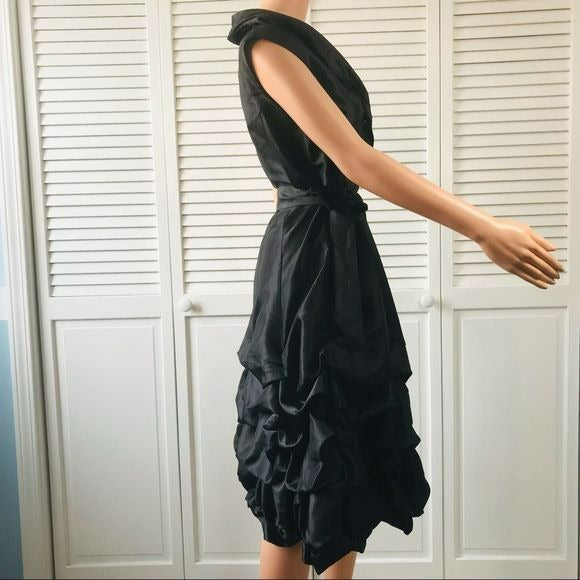 JENNY T. Black Sleeveless Belted Bubble Dress Size XL