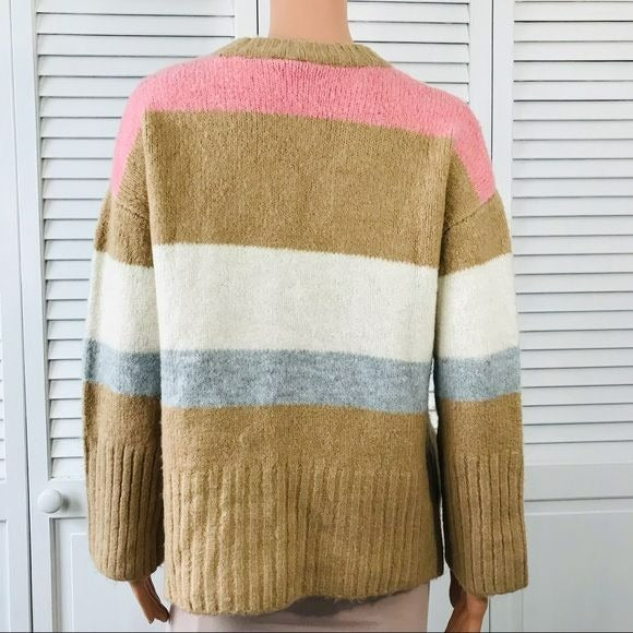 *NEW* TOPSHOP Multicolor Striped Ribbed Crewneck Pullover Sweater Size 0