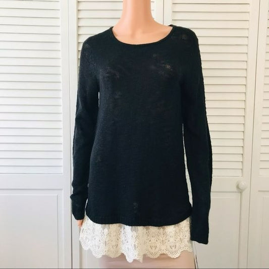 *NEW* APT. 9 Black Semi Sheer Lace Knit Sweater