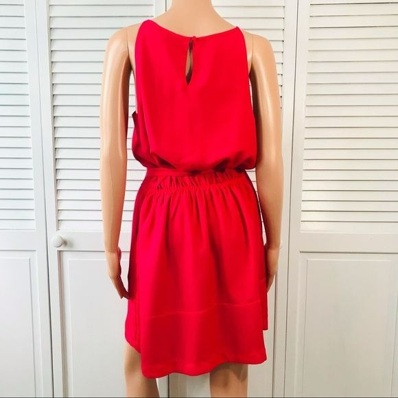 EXPRESS Red Belted Sleeveless Dress With Pockets Size L