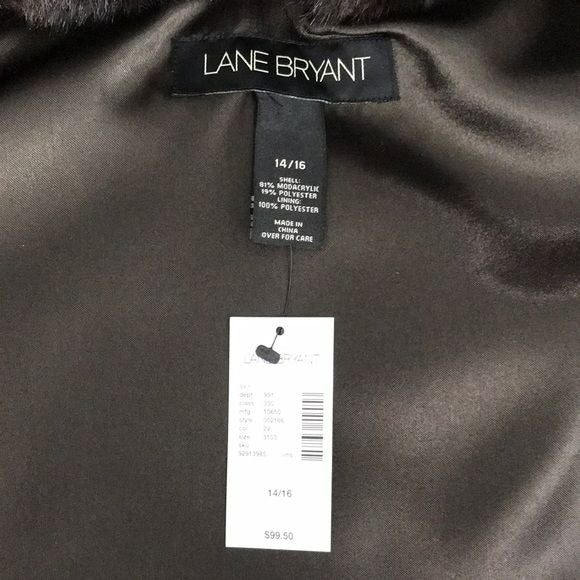 LANE BRYANT Brown Faux Fur Vest Size 14/16