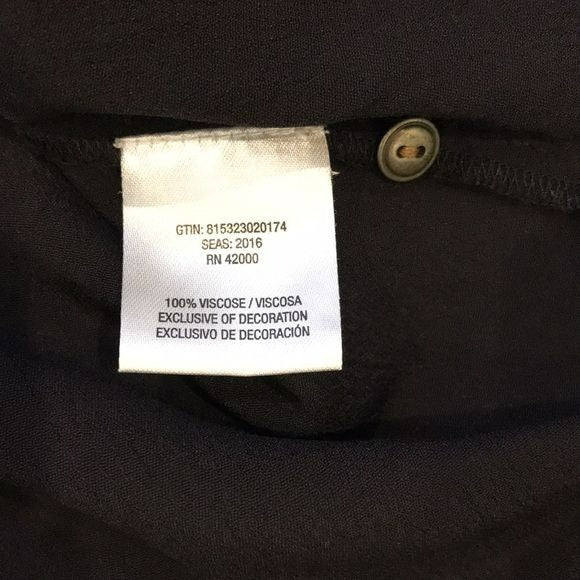 BASIC EDITIONS Black Viscose Semi Sheer Short Sleeve Shirt
