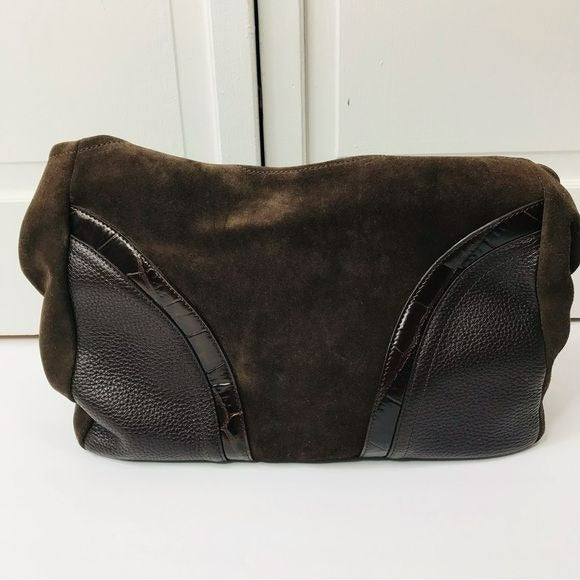 BRIGHTON Brown Leather & Suede Shoulder Bag