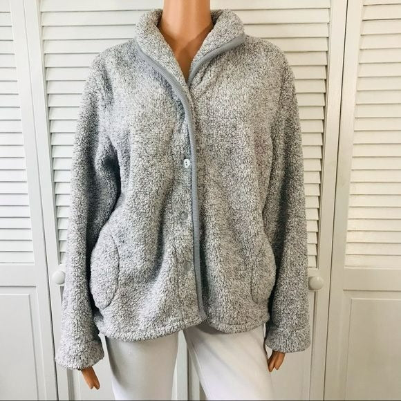 JACLYN INTIMATES Gray Sherpa Jacket Size L