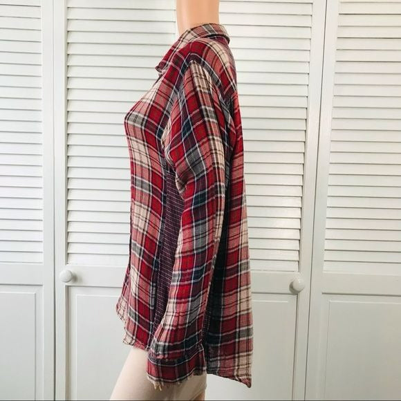 VELVET by Graham & Spencer Yana Red Plaid Pocket Button Down Shirt Size M