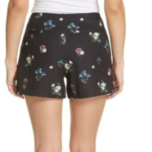 TED BAKER Black Floral Naomii Oracle Ditsy High Waist Shorts Size 4