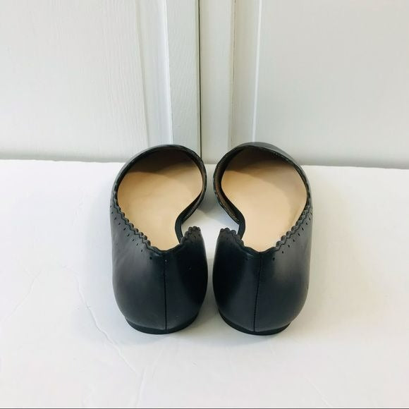 NINE WEST Black Mai Scalloped D'Orsay Ballet Flats Size 9M