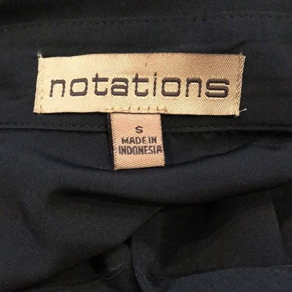 NOTATIONS Black Short Sleeve Button Down Shirt Size S