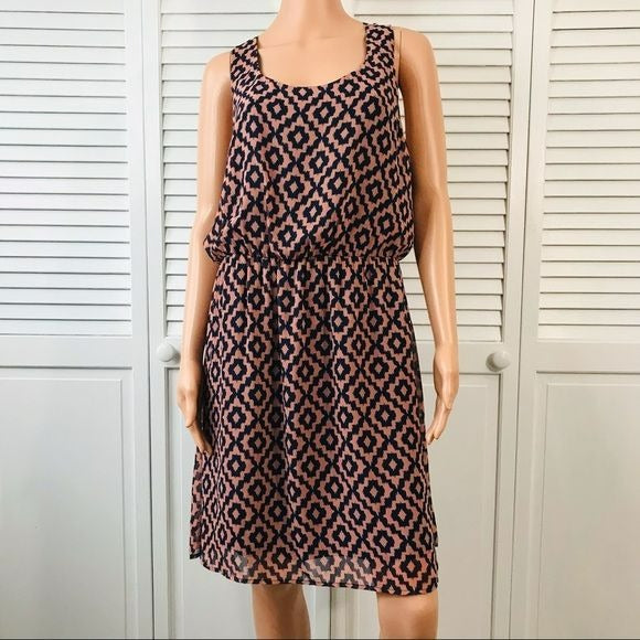 BLACK RAINN Pink Navy Blue Sleeveless Dress Size M