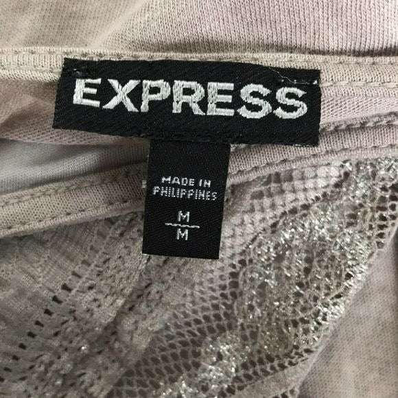 EXPRESS Light Gray Lace Tank Top Size M
