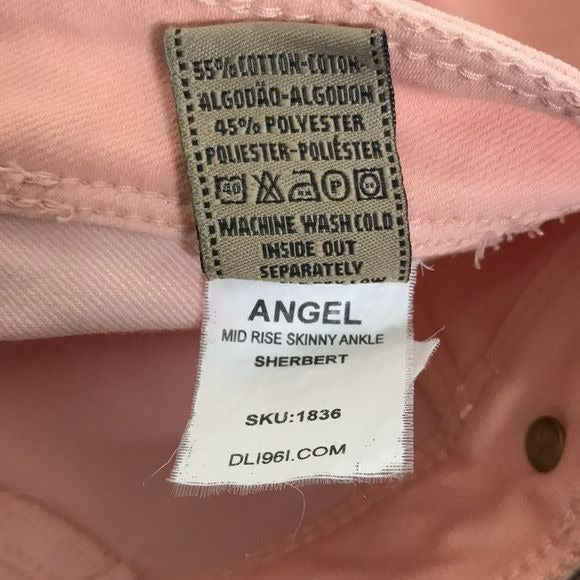 DL1961 Light Pink Angel Mid-Rise Skinny Ankle Jeans Size 29