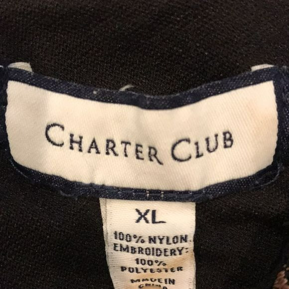 CHARTER CLUB Black Embroidered Mesh Sleeveless Shirt Size XL