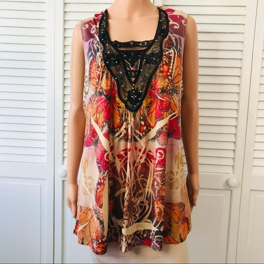 APT. 9 Multicolor Sleeveless V-Neck Blouse Size 1X (new with tags)