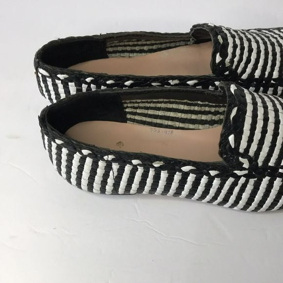 KATE SPADE Caylee Black White Woven Nappa Leather Loafers Size 6