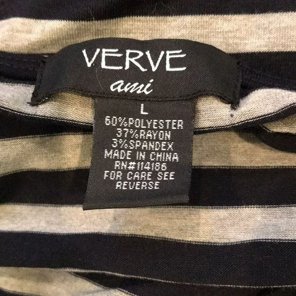 VERVE AMI Black Gray Striped Sleeveless Shirt Size L