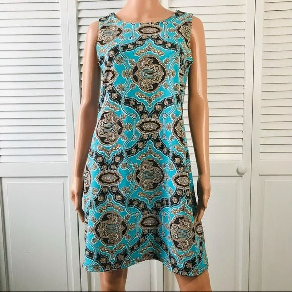 JUDE CONNALLY Turquoises Brown Sleeveless Dress Size M