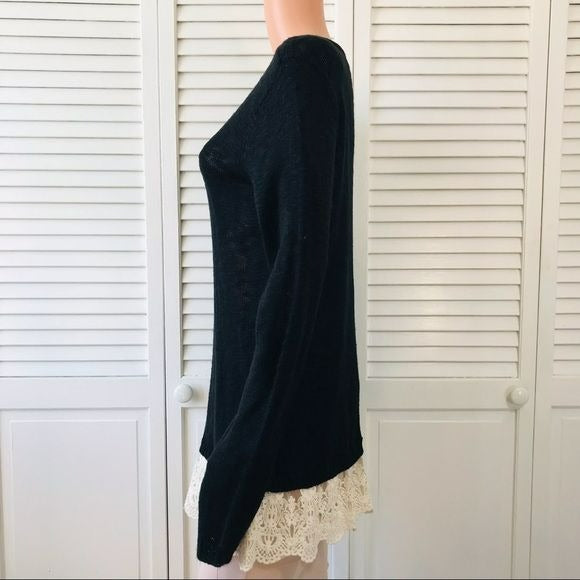 APT. 9 Black Semi Sheer Lace Knit Sweater Size S (new with tags)