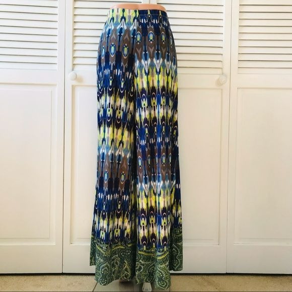 LIVE AND LET LIVE Stretchy Peacock Pattern Palazzo Pants Size M