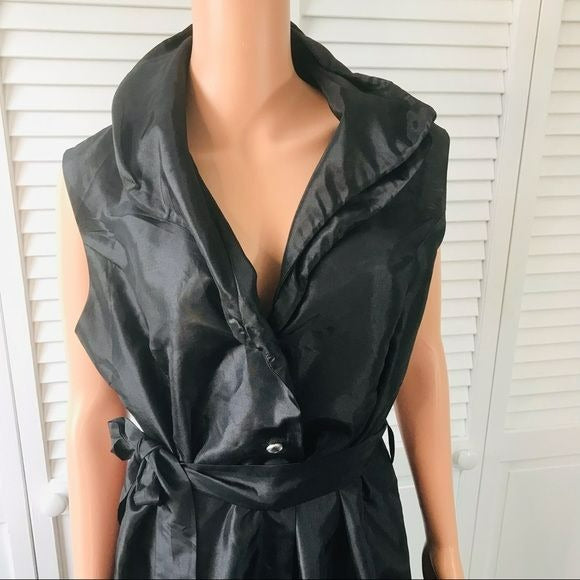 JENNY T. Black Sleeveless Belted Bubble Dress Size XL