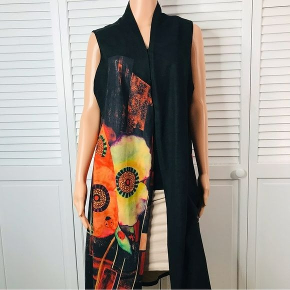 FERATELLI Black Sleeveless Duster Size XL