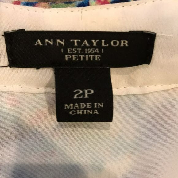 ANN TAYLOR Petites Multicolored V-Neck Sleeveless Blouse Size 2P