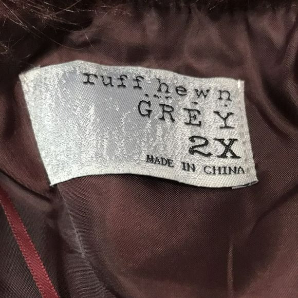 RUFF HEWN Burgundy Open Front Faux Fur Vest Size 2X