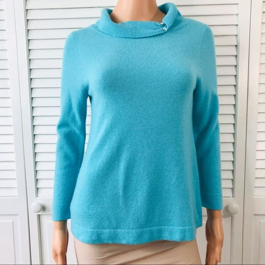 J. CREW Divina Blue Cashmere Sweater Size M