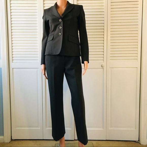 ANNE KLEIN Dark Gray Pant Suit Size 2P