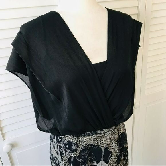 GREYLIN By Anthropologie Black Tie Dye Beaded Coctail Dress Size L