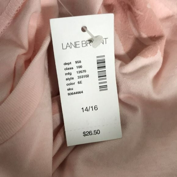 LANE BRYANT Pink Cotton 3/4 Sleeve Shirt Size 14/16 (new with tags)