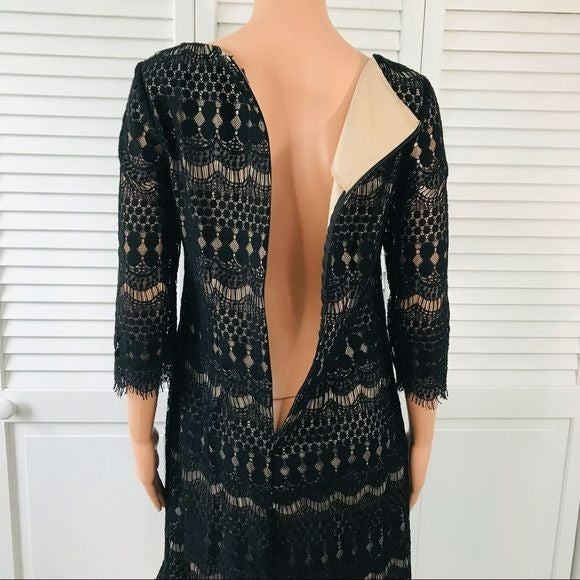 JESSICA HOWARD Black Beige Lace Dress Size 8