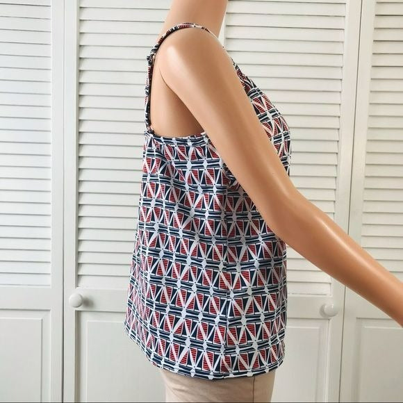 LANDS’ END Geometric Pattern Padded Swim Top Size 12