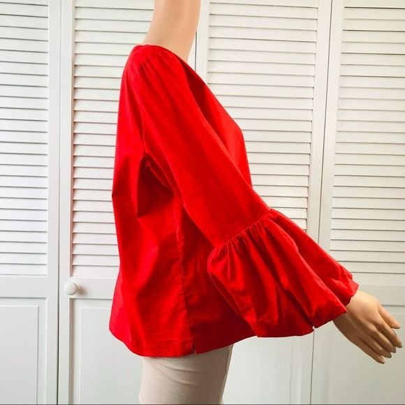 LAUNDRY By Shelli Segal Red Long Sleeve Top Size XL