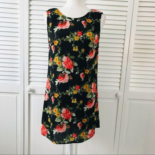 WAYF Black Floral Sleeveless Mini Dress Size S