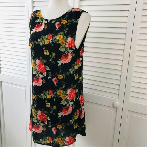 WAYF Black Floral Sleeveless Mini Dress Size S