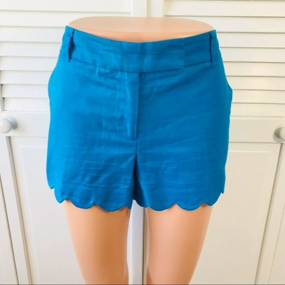 *NEW* J. CREW Blue Scalloped Shorts Size 6