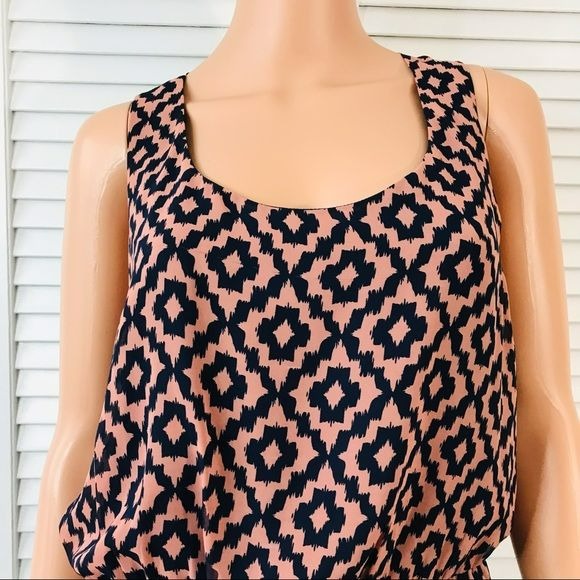 BLACK RAINN Pink Navy Blue Sleeveless Dress Size M