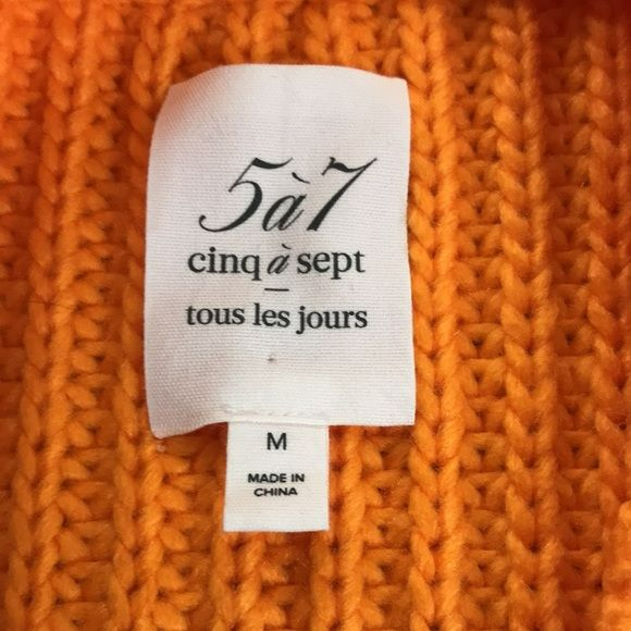 CINQ A SEPT Orange Antonella V-Neck Acrylic Sweater Size M