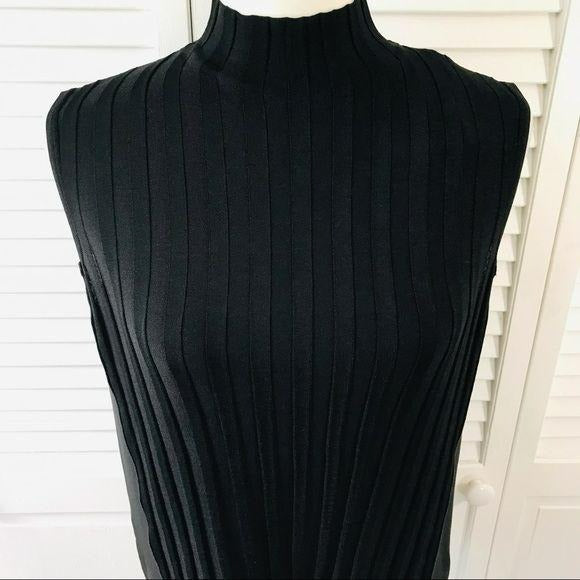 *NEW* VINCE Black Mock Neck Ribbed Sleeveless Top