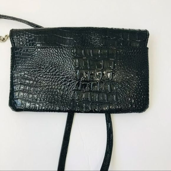 NINE WEST Black Mock Croc Chain Strap Shoulder Bag