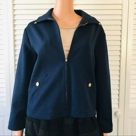 ST. JOHN Navy Blue Blazer Size P