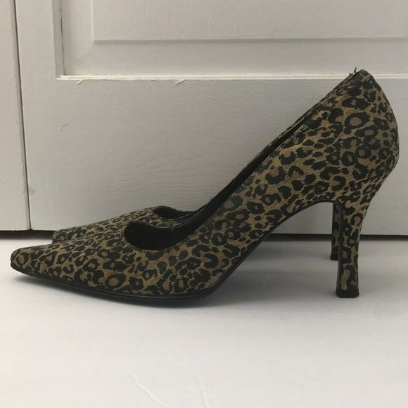 AMANDA SMITH Brown Black Animal Print Pointed Toe Heels Size 7M