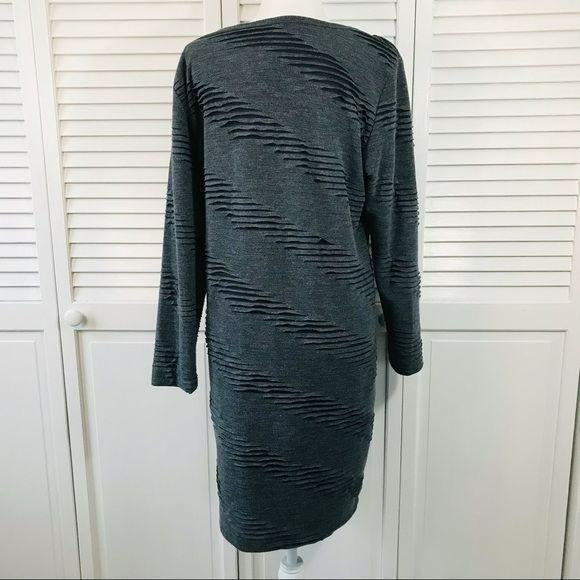 YEST Gray Black Distressed Look Sweater Dress Size 14