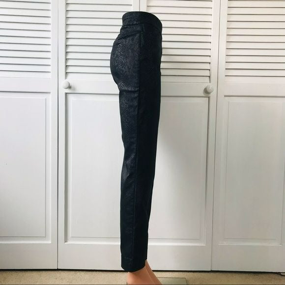 CHICO’S Black Snakeskin Print Elastic Waist Pants Size 6R