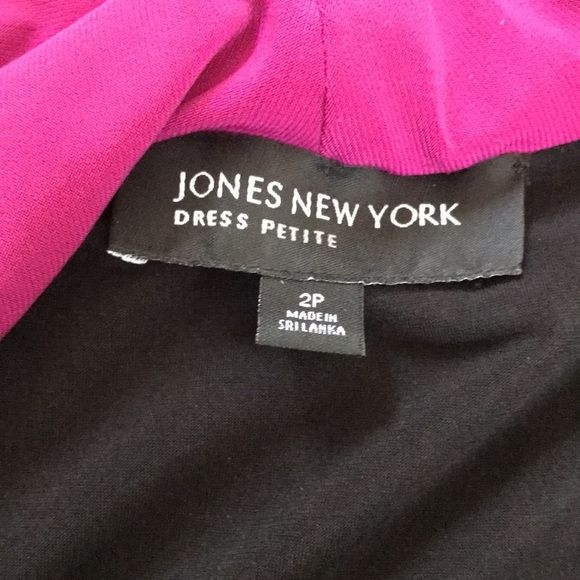 JONES NEW YORK Black Pink Belted Dress Size 2P