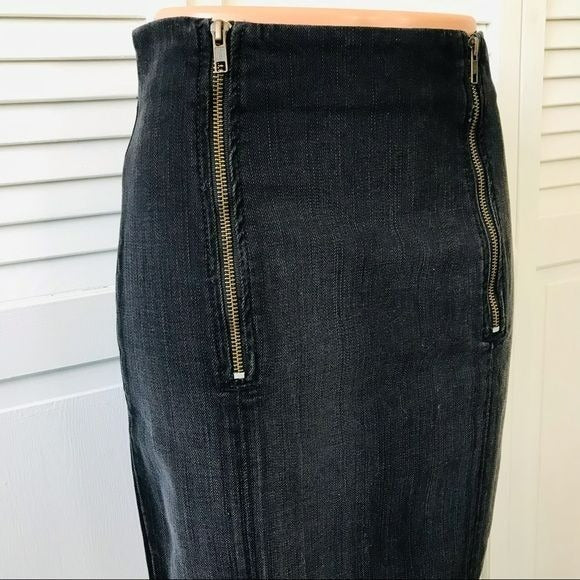 CURRENT/ELLIOTT Black Denim Zipper Pencil Skirt Size 2